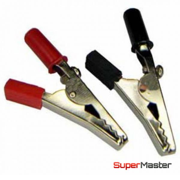 Зажим тестерний cредній під банан. червоний+чорний (1 пара)