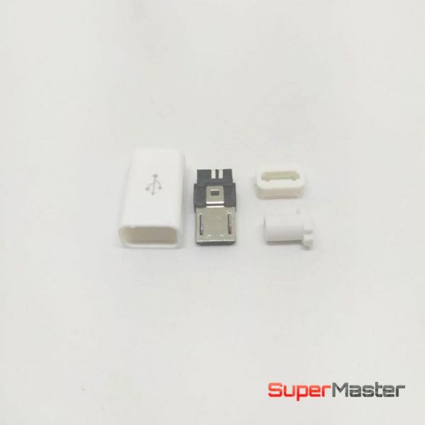 Штекер micro USB разборный. 5pin. білий